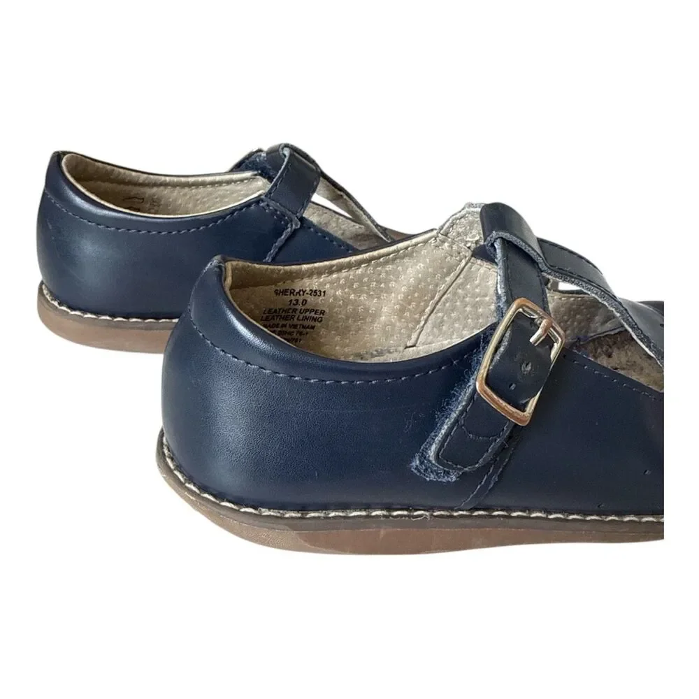FOOTMATES Leather Shoes Size 13M or 13W Girls Navy Blue Mary Jane Wide Sherry
